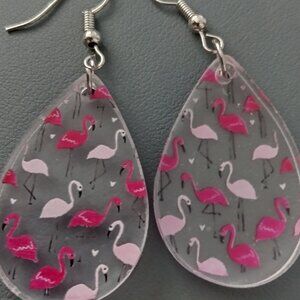 hot pink bird earrings